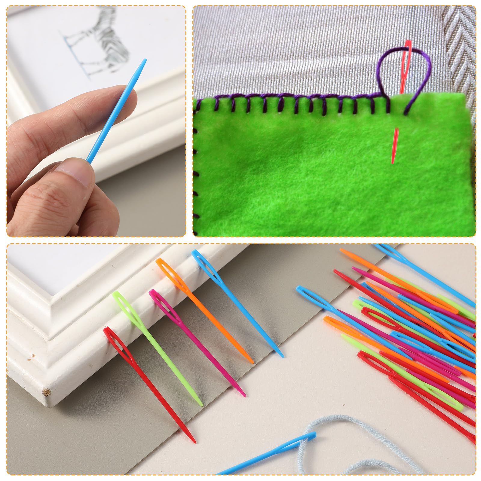 Amazon.com: 50 Pcs Plastic Needles for Kids 7cm/2.76inch Colorful